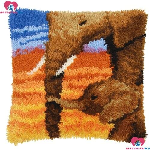 Latch Hook Kit Embroidery Pillow"elephant"do it yourself"Printing cross-stitch pillow Canvas Knooppakket Kleed La Casa De Papel