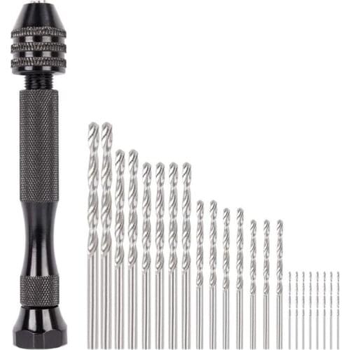 26Pcs Hand Drill Bits Set Woodworking Hand Mini Drill for Model Resin Jewelry U4LE
