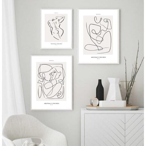 Couple Kissing Female Body Woman Line Wall Art Prints Canvas Painting Abstract Feminine Posters Decor Pictures For Lovers Room