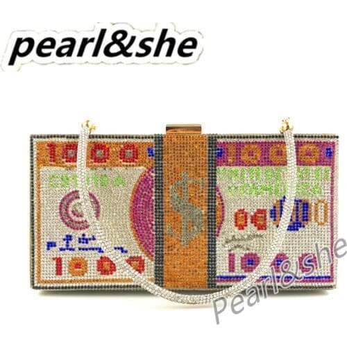 New crystal Money USD bags Dollar Design Luxury Diamond Evening Bags Party Purse Clutch Bags Wedding Dinner Purses and Handbags