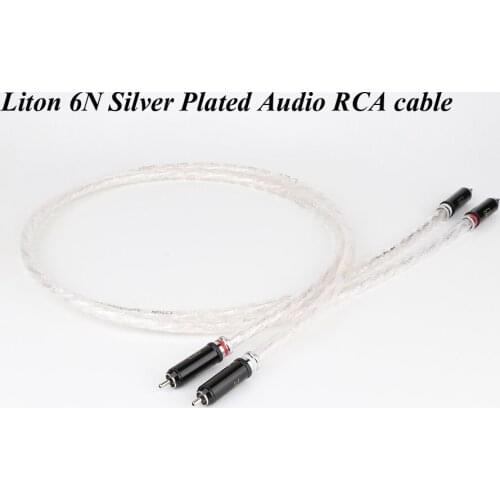 Pair L308 Hi-End Liton 6N Silver Plated Audio RCA Cable With Rhodium Plated RCA Plug Cable HIFI 2RCA to 2RCA Cable