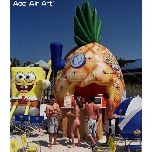 Durable inflatable sale stand booth,pineapple style Ananas shape drink/cream juice concession vendor kiosk in 2.5m Diameter