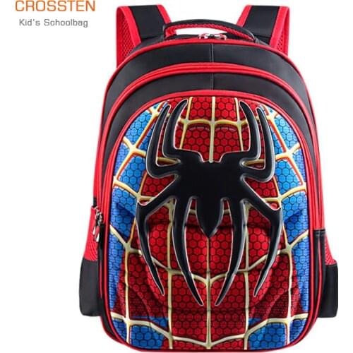 Crossten 3D spider design Waterproof Childrens backpack boys girls Primary school Kindergarten Infantil Kids backpack Mochila