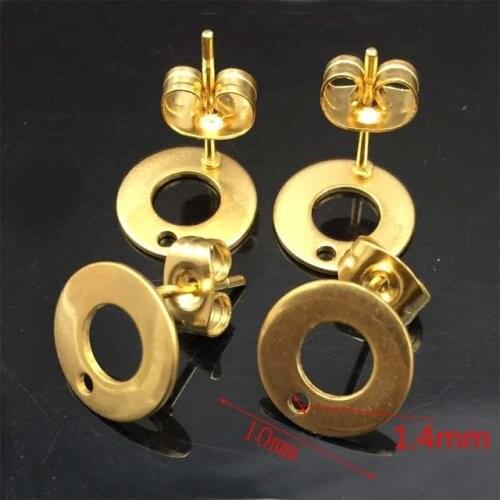 60pcs/lot Gold tone stainless steel earrings connector findings diy stud earring post with For Accessories