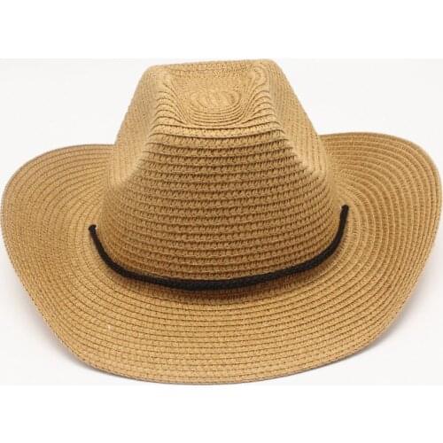 Seioum Women Wide Brim Panama cowboy Straw Hat Fedora Beach Sun Hat UPF50+ Sun Floppy Summer Boater Hat