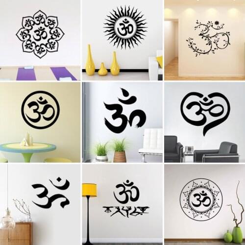 Yoga Symbol Om Meditation Vinyl Wall Stickers Decal Home Decor Bedroom Art Mural Gift Removable