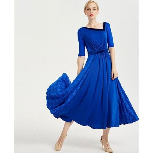 Blue standard ballroom dress tango costumes standard dance dresses red flamenco dress Ballroom waltz dress black dance wear