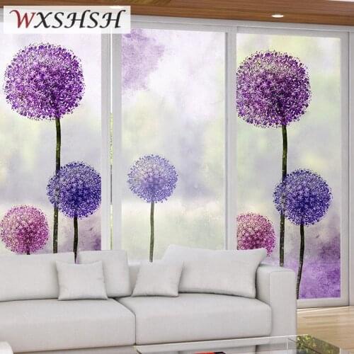 Custom Size Static Cling Window Film Dandelion Style Decorative Privacy Protection Frosted Glass Sticker For Window Door Cabinet
