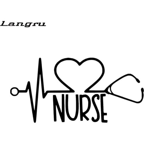 Langru 15*7.2cm Nurse Love Vinyl Decal Car Bumper Window Sticker Stethoscope Pulse Decor Car Accessories Jdm