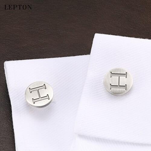 Lepton Letters of an alphabet H Cufflinks For Mens Classic Antique Silver plated Letters H cuff links Men shirt cuffs Cufflink