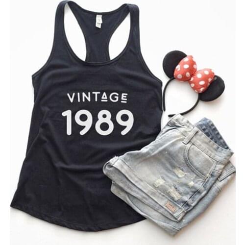 Vintage 1989 Women Tanks Top Mom Girls Daughter Birthday Shirt 32 Years Old Women Sleeveless Shirts Mothers Day Raceback Tops