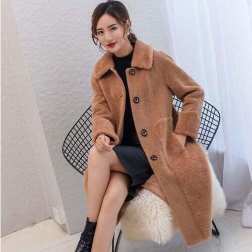 Women 2021 Winter Real Fur Coats Lady Natural Granular Wool Fur Jacket Female Casual Genuine Sheep Shearing Oversize Outwear C17