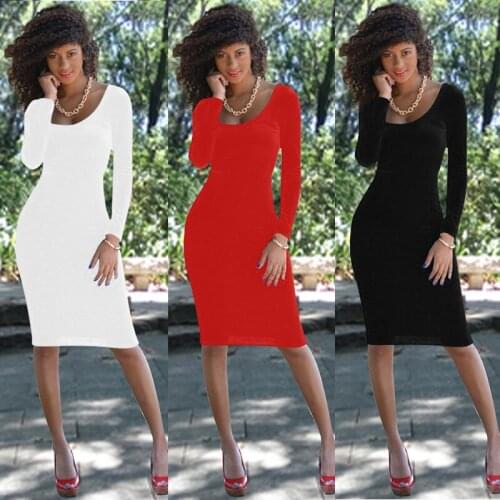 Slim Hip Sexy Midi Dress Women Long Sleeve Patchwork Bodycon Dress Female Elegant Fashion Solid Fall Dress Ladies Basic O Neck