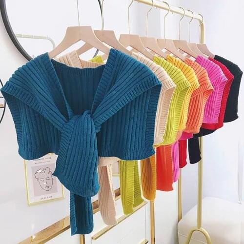 Fake Collars for Women Necklace Shirt Blouse Flase Collar Autumn Knitted Shoulder Shawl Scarf Neck Guard Detachable Collar