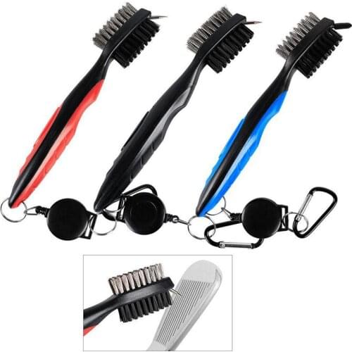 1pcs New Golf Club Cleaner Brush Golf Accessories Club Cleaning Brush Ball Head Double-sided Cleaning Brush Nylon Steel Brush