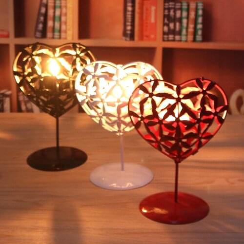 1PC European Retro Heart Jelly Wedding Black Candlestick Creative Love Wedding Decorating Candle Holder Home Decoration MK 035