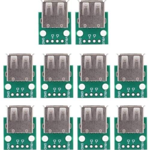 10 Pieces of USB Adapter Board, 2.54mm USB to DIP Adapter Board USB Type A Adapter Board, 4-Pin Pin Board