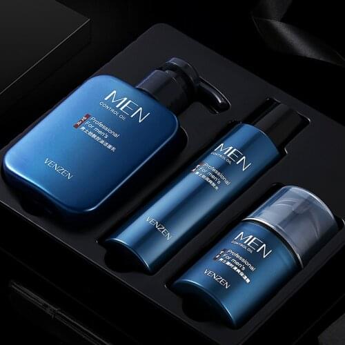 3pcs/set Mens Skin Care Three-piece Set of Refreshing Skin Cleanser Moisturizing Facial Care Skin Care Product Set