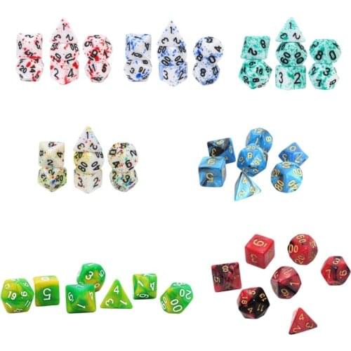 7pcs/set Acrylic Dice Set Different Shapes Digital Dice for RPG DND Board Game A0KA