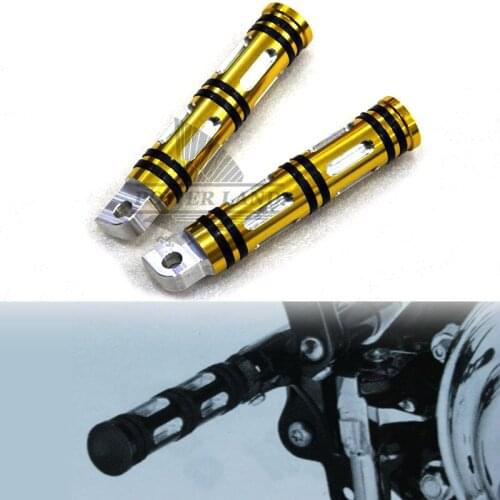 Brand New Golden Motorcycle Billet Aluminum Cut Foot Rest Pedal Footpeg For Harley Sportster 883 1200 Touring Dyna & Softail