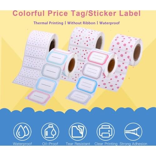 Aibecy Colorful Thermal Printing Label Paper Price Tag Self-Adhesive Label Printer Sticker Waterproof Oil-Proof Tear Resistant