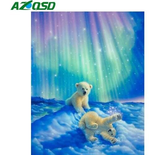 AZQSD Diamond Painting Polar Bear Full Square Drill Home Decoration Diamond Embroidery Animal Cross Stitch Kits Handmade Gift