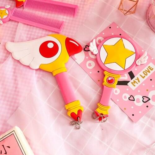 C&Z Cardcaptor Sakura Magic Wand Dreamlike with Angle Wings Mirror Pink Super Star Kawai Childrens Day Gift Creative Anime Toy