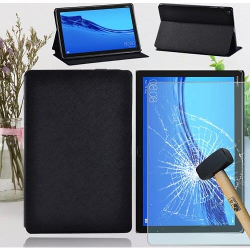 Tablet Case for Huawei MediaPad M5 Lite/M5 10.8 Inch Leather Cover Case + Glass Tempered Film + Free Stylus