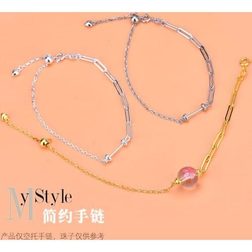 Design sense, one needle stitching cross chain thick chain hand ornament diy925 Sterling Silver Bracelet temperament girlfriend