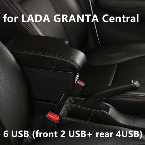 For LADA GRANTA Central armrest box lada Car interior modification accessories chargeable USB Double layer