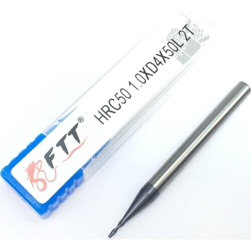 1PCS HRC50 1.0XD4X50L 2Flute Endmills Alloy Carbide Tungsten Steel Milling Cutter Milling Tools End Mill Solid Carbide Endmill