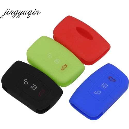 Jingyuqin 3 Button Remote Silicone Car Fob Key Case Cover For Ford Focus 2016 2017 Smart Keyless Holder Protector