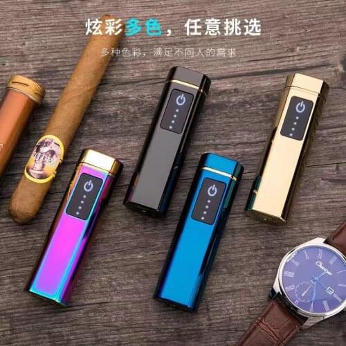 Creative Long Strip Dual Arc USB Charging Lighter Metal Touch Sensitive Cigarette Lighter Smoking Accessorie Tobacco Accessories