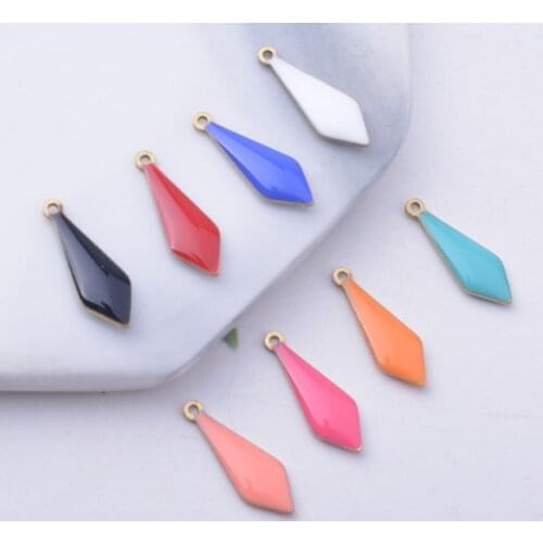 30pcs 5*16mm Copper Both Side Enamelled geometry Charms Pendant DIY Jewelry Making
