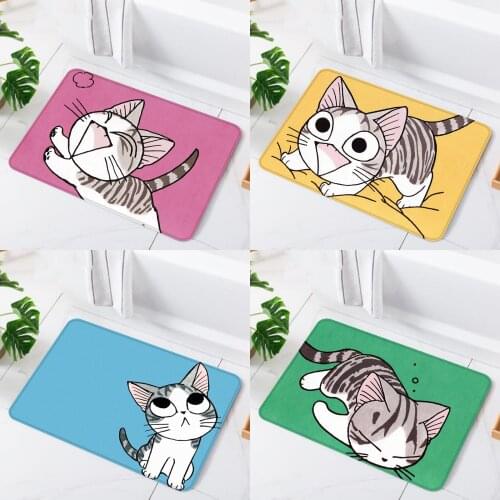 KAWAII Cartoon Cat Kitchen Rug Bathroom Mat Kleed Floor Mat Cute Welcome Home Hogar Door Mats Doormat for Entrance Door 40x60