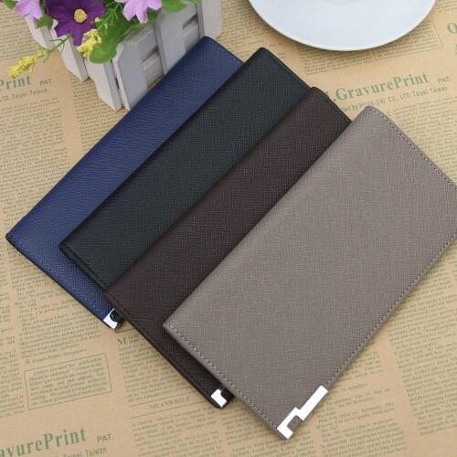 Leather Mens Wallet Bussiness ID Card Holder Purse for Man Luxury Long Clutch Soft Ultra Thin Bifold Pouch Large Capacity