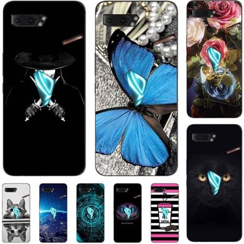 Soft Phone Case For ASUS ROG Phone 2 ZS660KL ROG 2 Relief Cartoon Case Animal Cat Cover Coque Funda Bag Back Shell