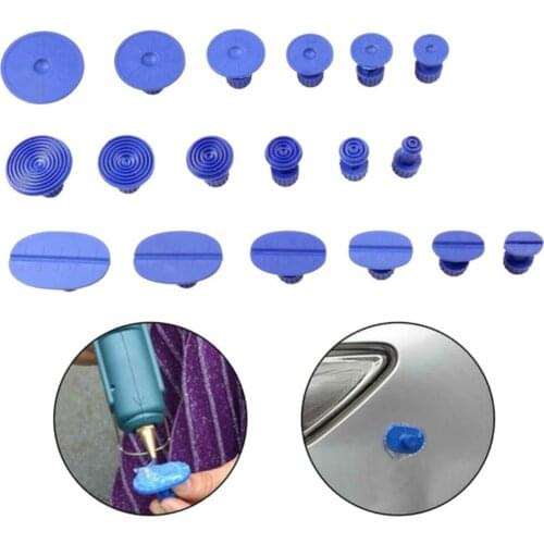 18pcs Blue Car Dent Puller Tabs Car Auto Body Dent Repair Tool Accessory Set Reverse Hammer Glue Tabs Suction Cups Kit