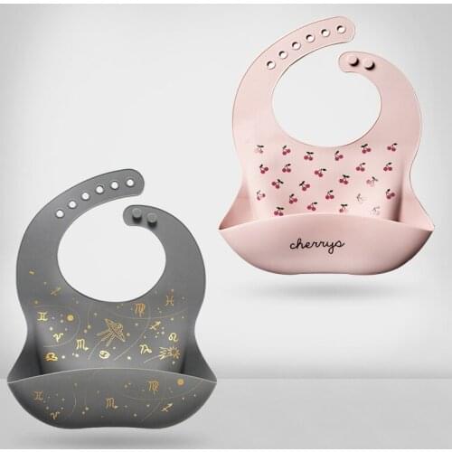 New Printed Baby Bibs Waterproof Soft Silicone Letter Kids Girl Boy Bibis Baby Feeding Stuff Adjustable Children Toddler Apron