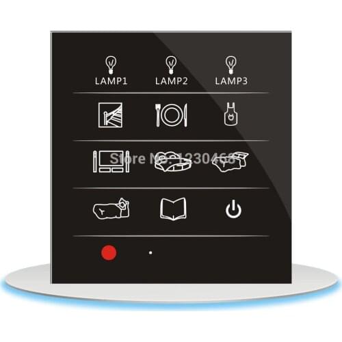 Smart home switch touch screen wall switch remote control 24 way of lamps in 8 rooms