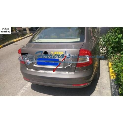 Stainless Steel back rear trunk Sill Scuff Plate Protection pedal car sticker car styling for 2007-2012 SKODA Octavia