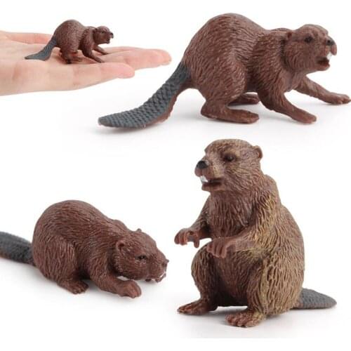 NEW Simulation Animal Model Figure Girls Boys Children Toys Cute Solid Beaver Car Ornaments Kids Toy Learning Education Gift