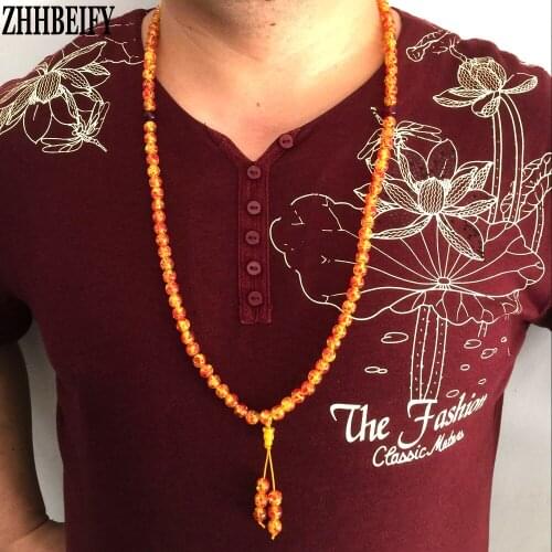 Beeswax safflower beads sweater chain wild bead accessories women 's necklace national wind ornaments Handmade Jewelry