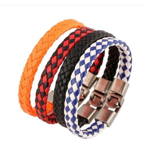 XEONGKVI Europe America Woven Leather Students Bracelet Fashion Alloy Insert Buckle Lovers Hand Catenary Accessories Party Gift