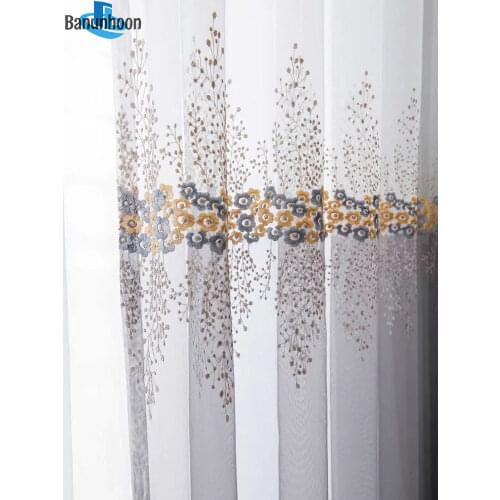 Direct Selling Living Room Curtains New Matching Gradient Small Flower Tulle Screen For Living Room Sheer Voile Bedroom