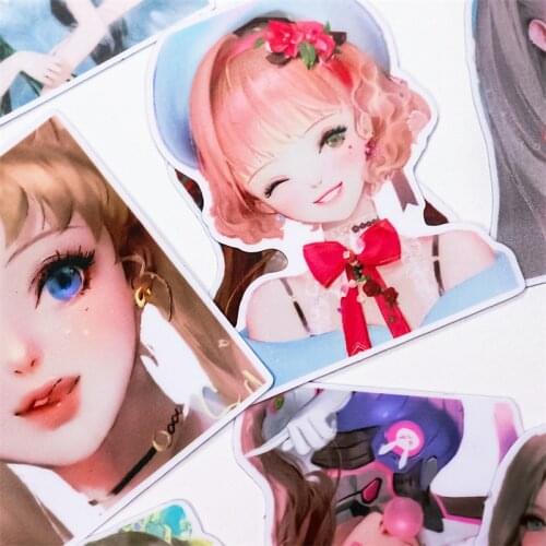 19pcs cut Handbook Lovely Korean Japan Cartoon Decoration girls Stickers Ins Heart Tool waterproof DIY craft photo albums