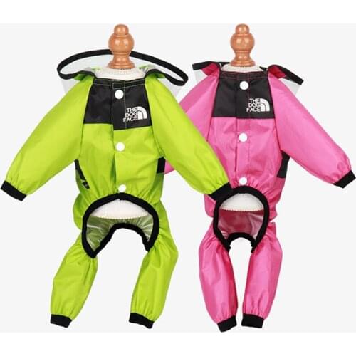 Pet waterproof detachable raincoat dog raincoat PU waterproof dog clothes fashion pattern pet rain coat outdoor pet supplies