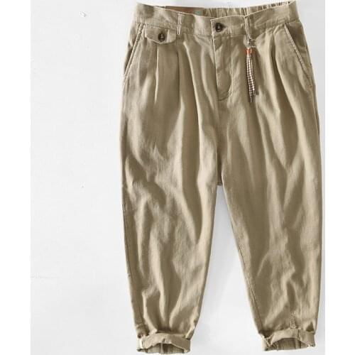 Z345 Four Seasons Men' s Clothing Casual Cargo Pants Tie Feet Solid Color Mid Waist High Quality Cotton Soft Workwear Trousers