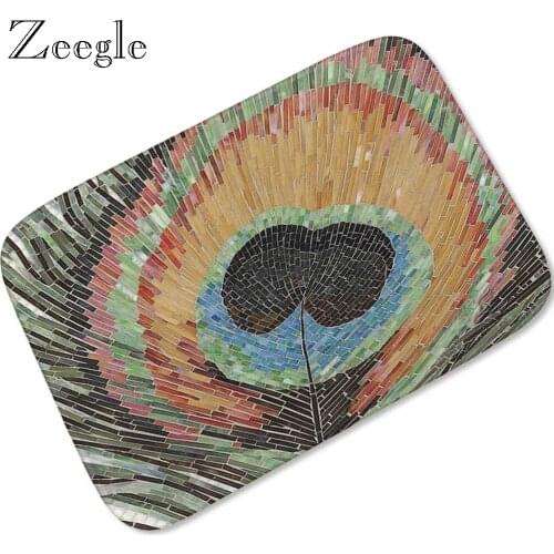 Zeegle Thicken Flannel Welcome Entrance Doormat Floor Carpet Non-slip Hallway Floor Mat Printed Door Mat Absorbent Kitchen Rugs