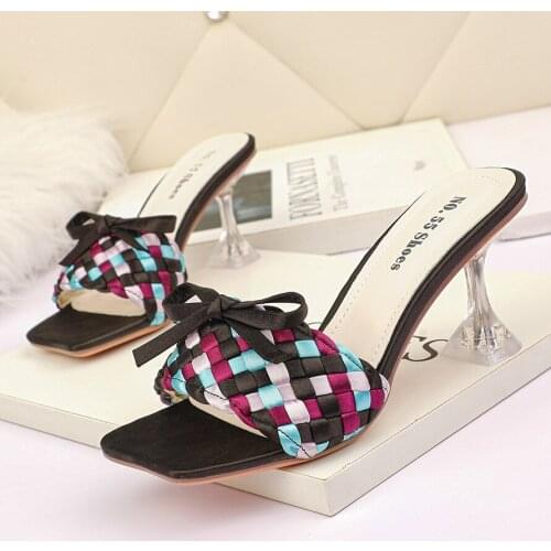 2021 New Arrival Summer Women Sandals Shoes Fashion Mules Pointed toe Bowtie Slippers Zapatos Mujer Sapatos Femininos